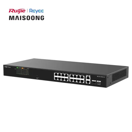 RG-ES118FGS-LP, 16-Port 10/100 Mbps with 2-Port Gigabit Unmanaged PoE Switch